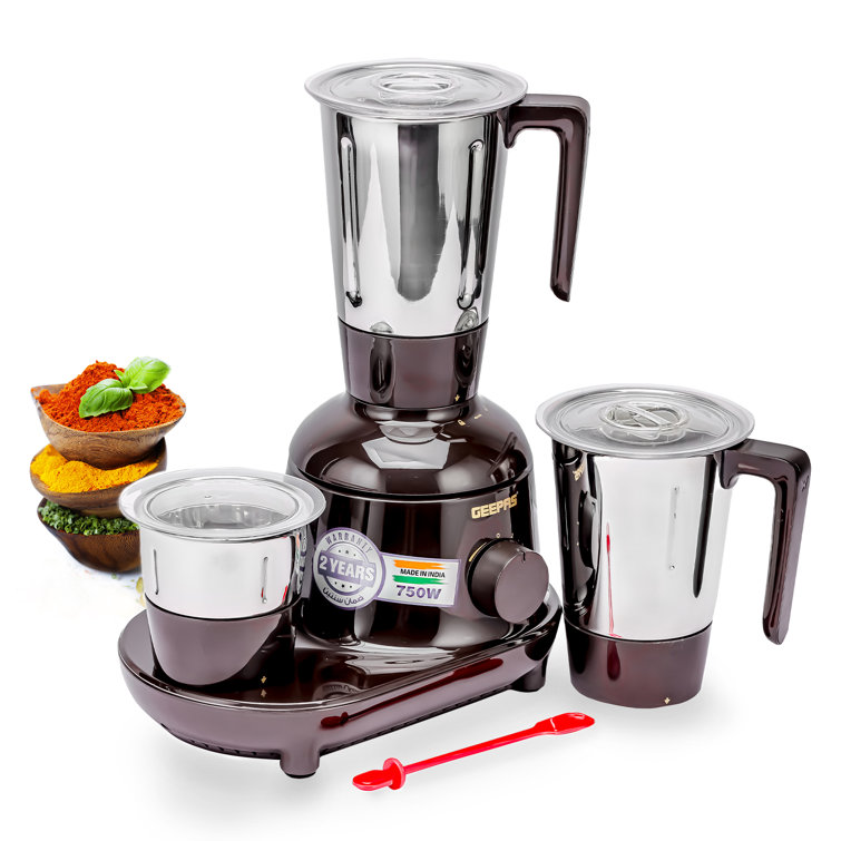 Geepas 750W 3 In 1 Mixer Grinder 3 Stainless Steel Jars Blades